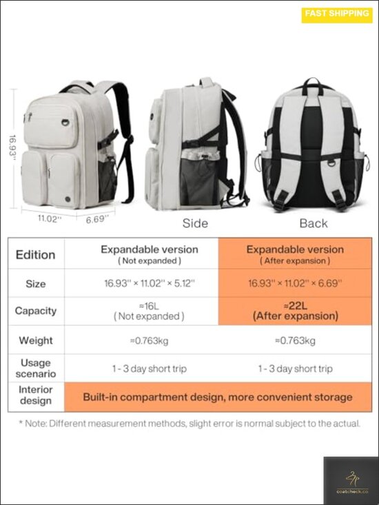 Expandable Travel Laptop Backpack Water Resistant Lightweight Durable College main image 5
